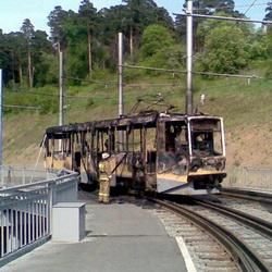 На Кузнецком мосту сгорел трамвай (ФОТО)