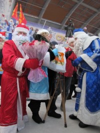 На флешмоб Дедов Морозов в Кемерове Снегурочка пришла на костылях