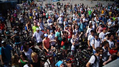 Велопробег с участием 1500 человек в Новокузнецке сняли с квадрокоптера