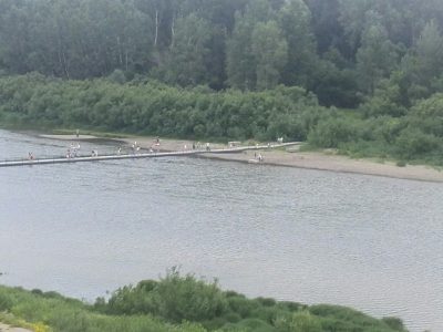 В Кемерове открыли понтонный мост через Томь