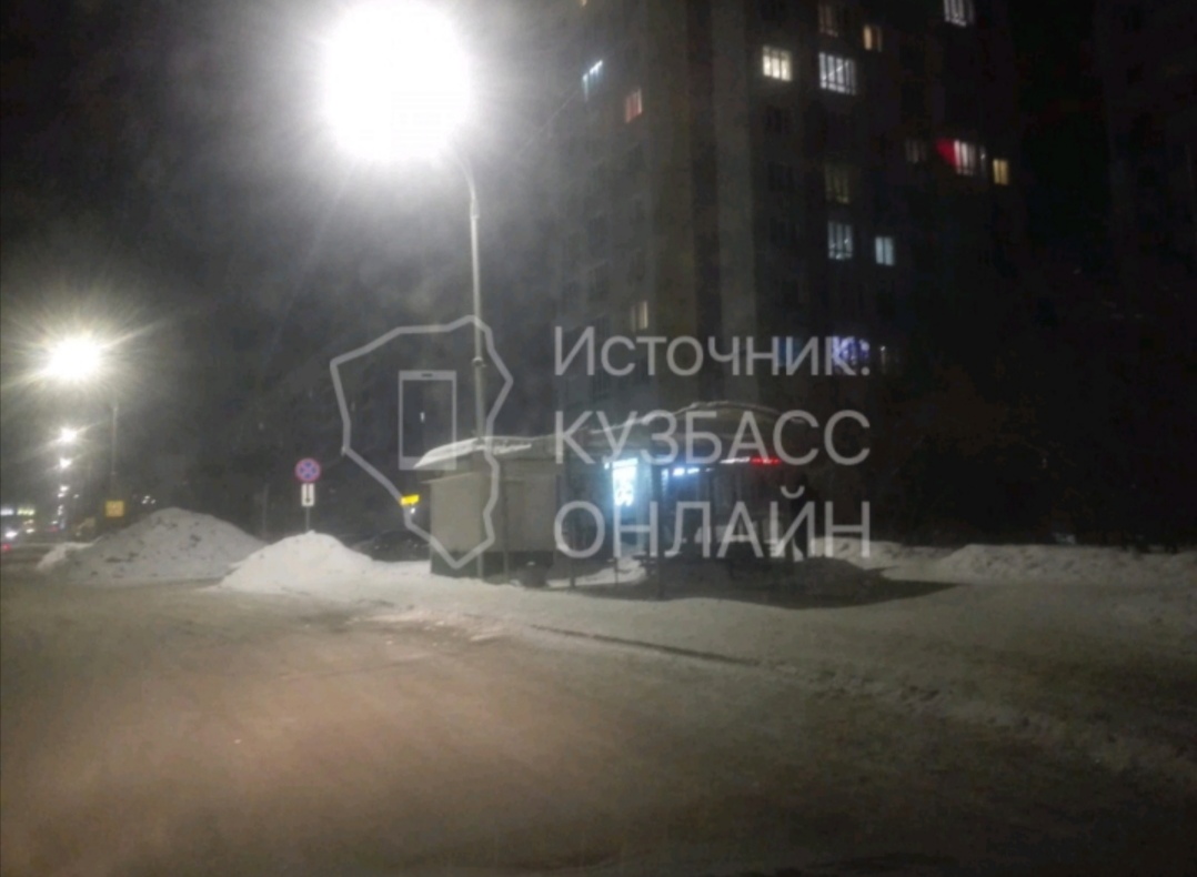 В Кемерове тяжёлый снег превратил остановку в опасное место