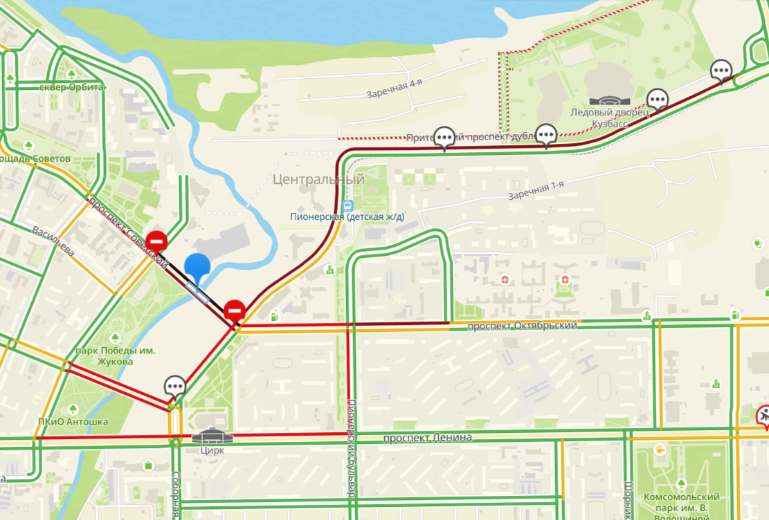 Пробки в кемерово сейчас карта