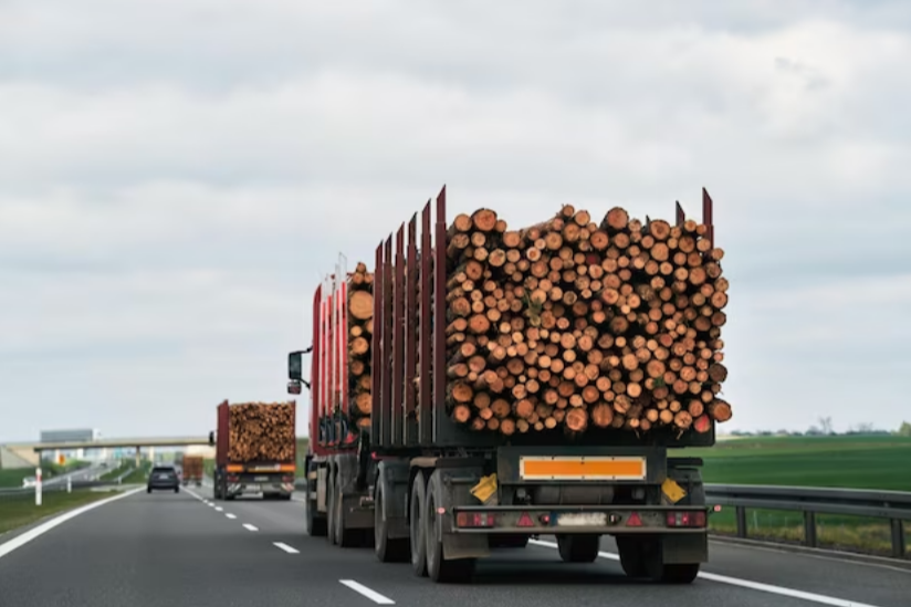 Соцсети: лесовоз перевернулся на дорожном кольце в Кузбассе