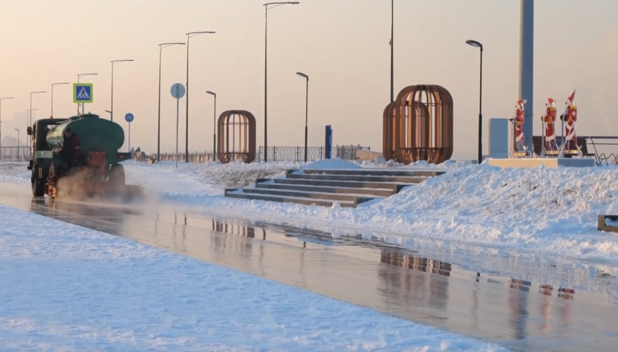 В Кемерове на новой набережной заливают мегакаток