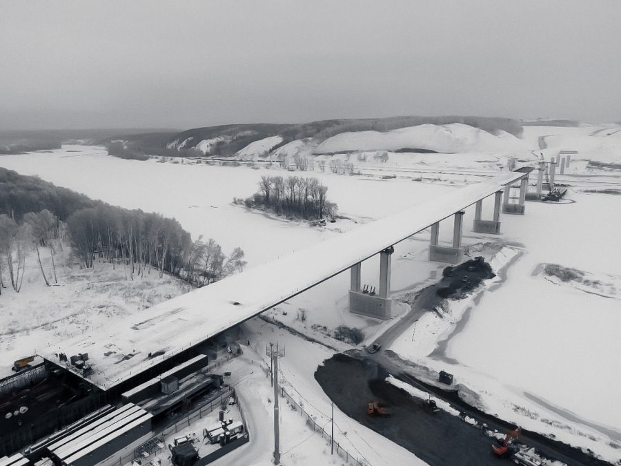 В Кузбассе завершился шестой этап надвижки пролетов моста через реку Томь