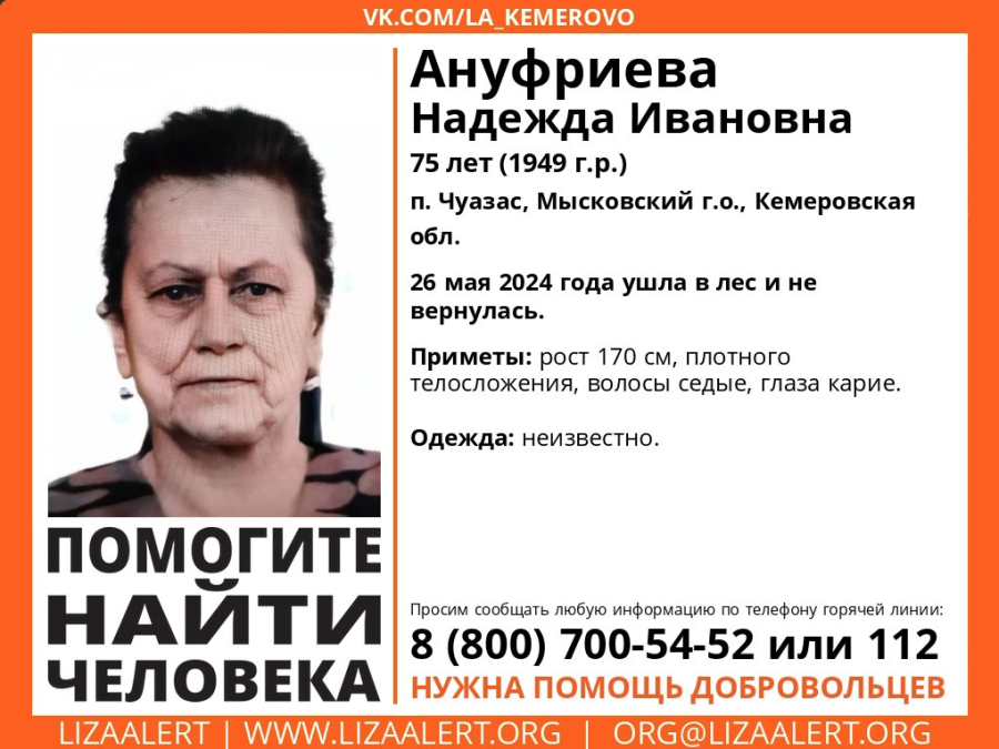Ушла в лес: в Кузбассе разыскивают пожилую женщину