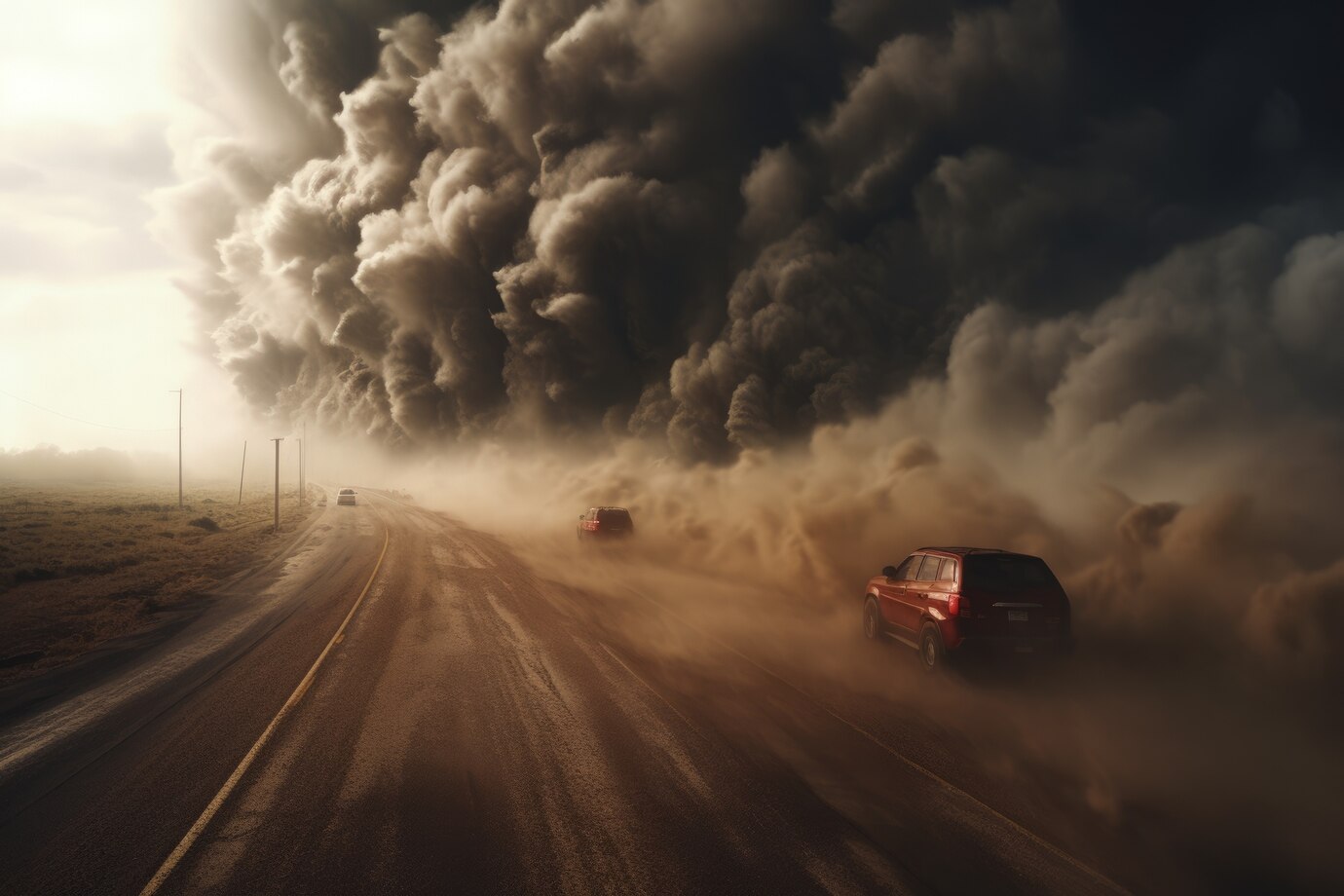 Апокалиптическую картину наблюдают водители на кузбасской трассе