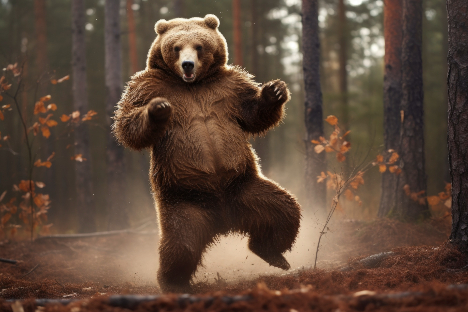 Россиянин решил «подраться» за тапочки с медведем на трассе